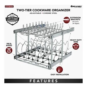 Chrome Steel Two-Tier Cookware Organizer